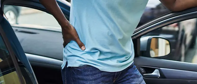 patient with hip injury needing auto accident chiropractor in Ontario, CA